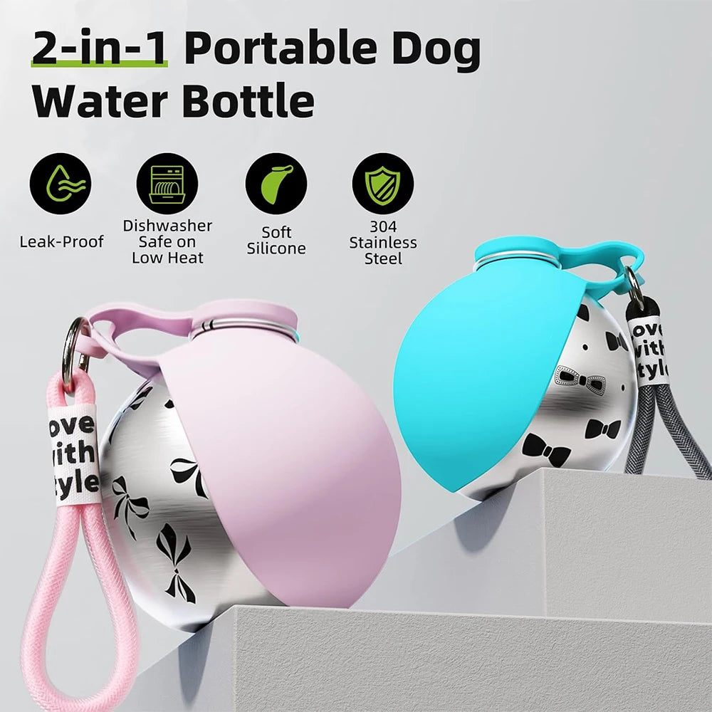 Pet Water Dispenser with Silicone Bowl for Small Dog