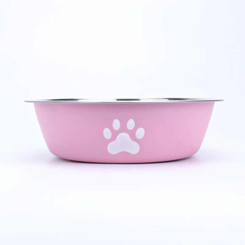 New Stainless Steel Dog Basin Paw Print Pet Supplies Cat Bowl Dog Bowl Silicone Anti-slip  Pet Drinking Water Feeding Bowl