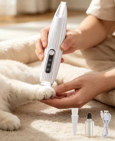 HTMCK Wireless Pet Hair Trimmer with LED, Low Noise Waterproof Grooming Clipper for Dogs & Cats