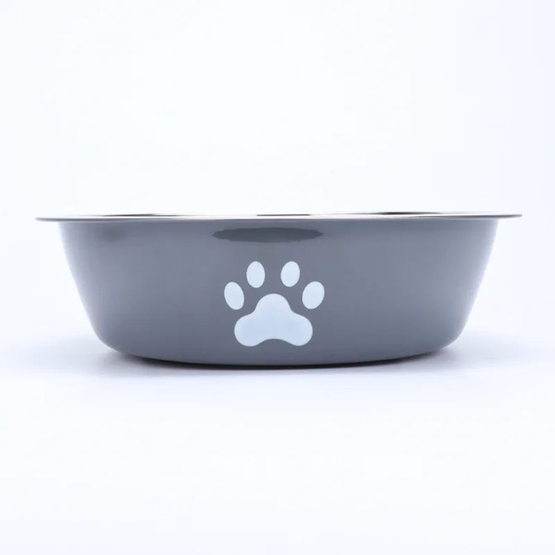 New Stainless Steel Dog Basin Paw Print Pet Supplies Cat Bowl Dog Bowl Silicone Anti-slip  Pet Drinking Water Feeding Bowl