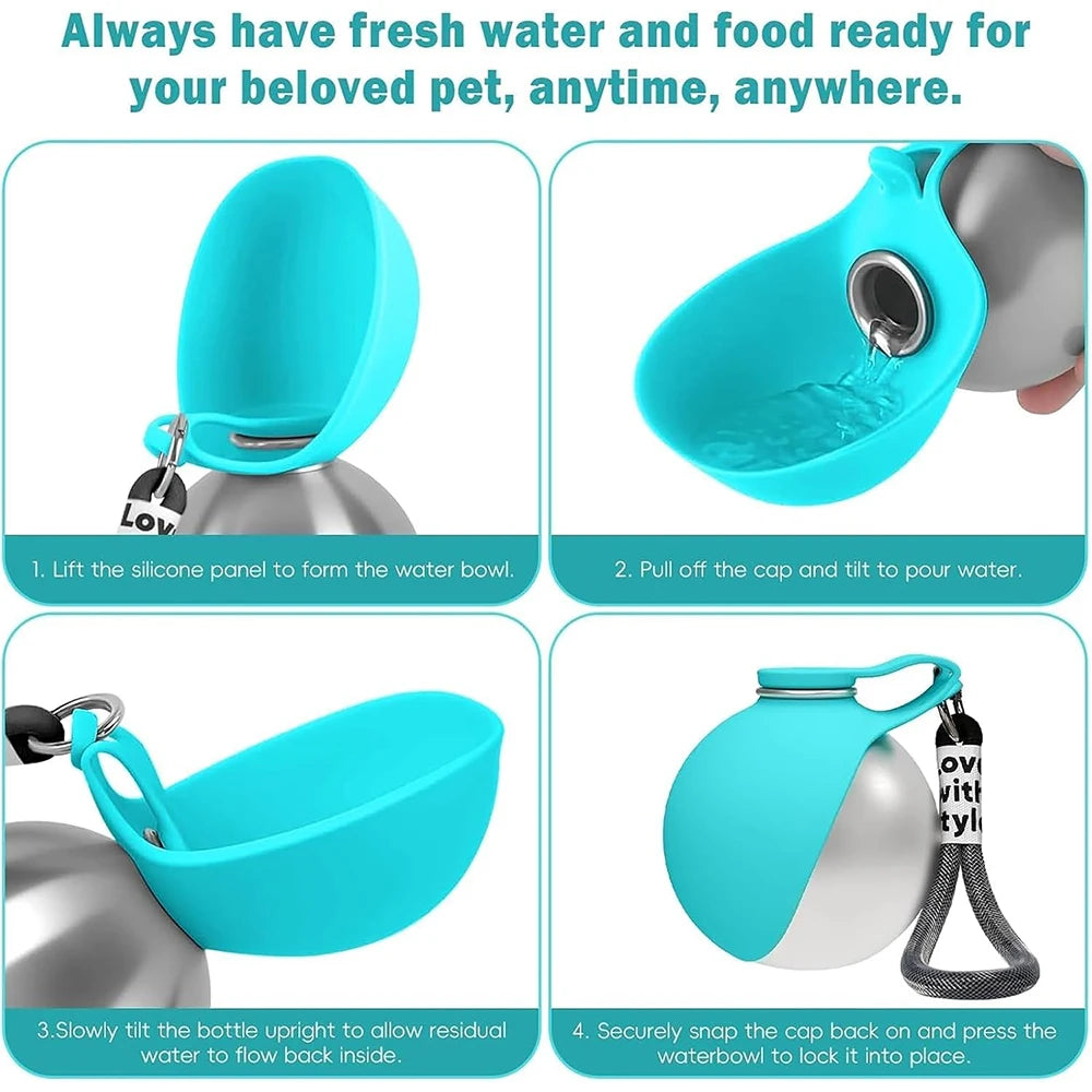 Pet Water Dispenser with Silicone Bowl for Small Dog