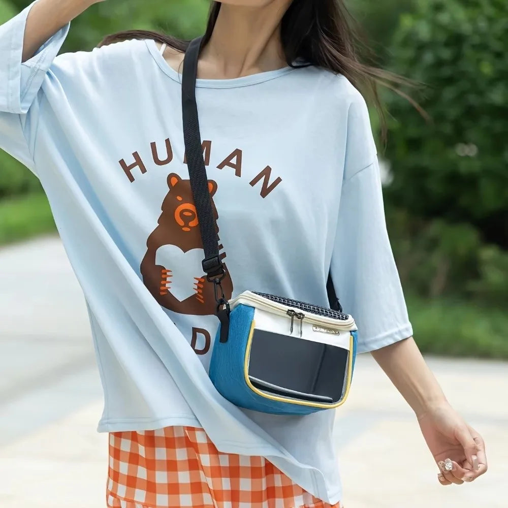 Breathable Small Pet Carrier Bag Ventilated Portable Hamster Shoulder Bag Lightweight Adjustable Squirrel Carrier Bag
