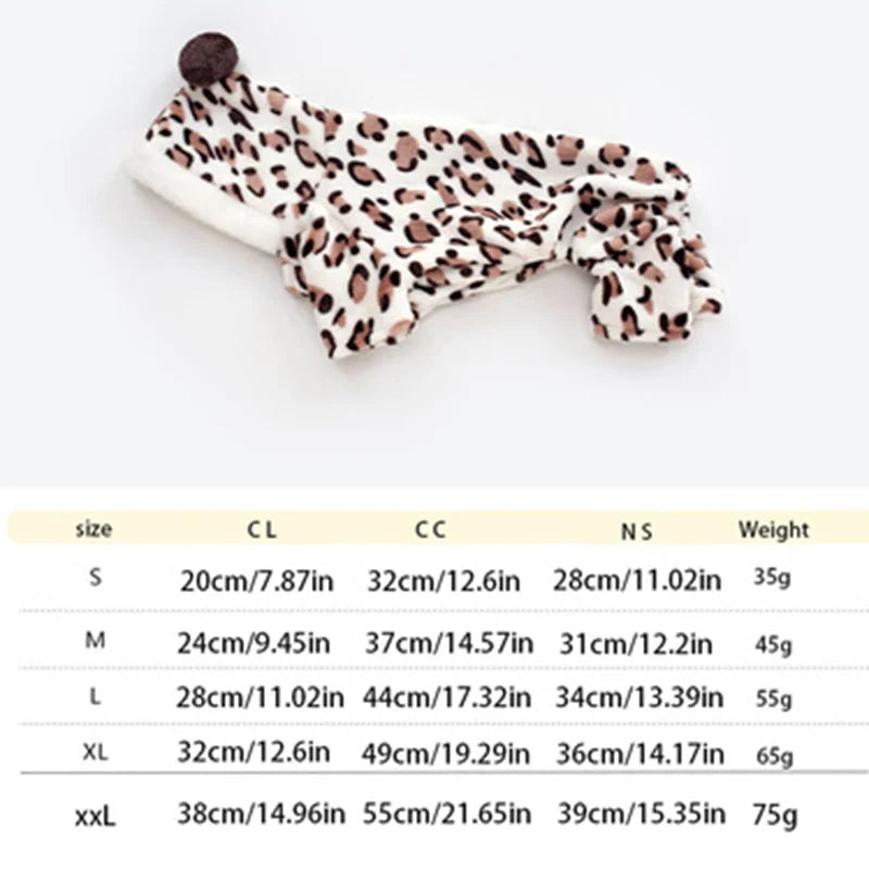 Leopard Print Four-legged Dog Coat