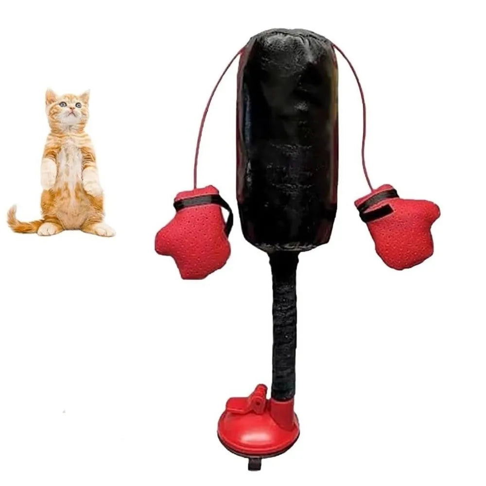 Suction Cup Base Cat Boxing Toy Self-standing Spring Loaded Pet Scratching Toy Bite Resistant Scratch Resistant Cat Punching Bag