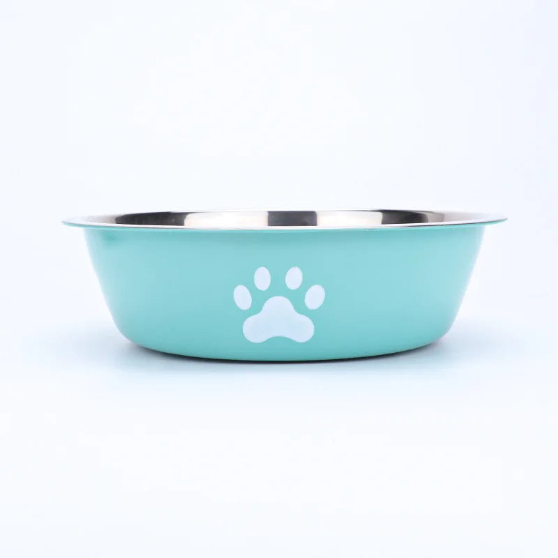 New Stainless Steel Dog Basin Paw Print Pet Supplies Cat Bowl Dog Bowl Silicone Anti-slip  Pet Drinking Water Feeding Bowl